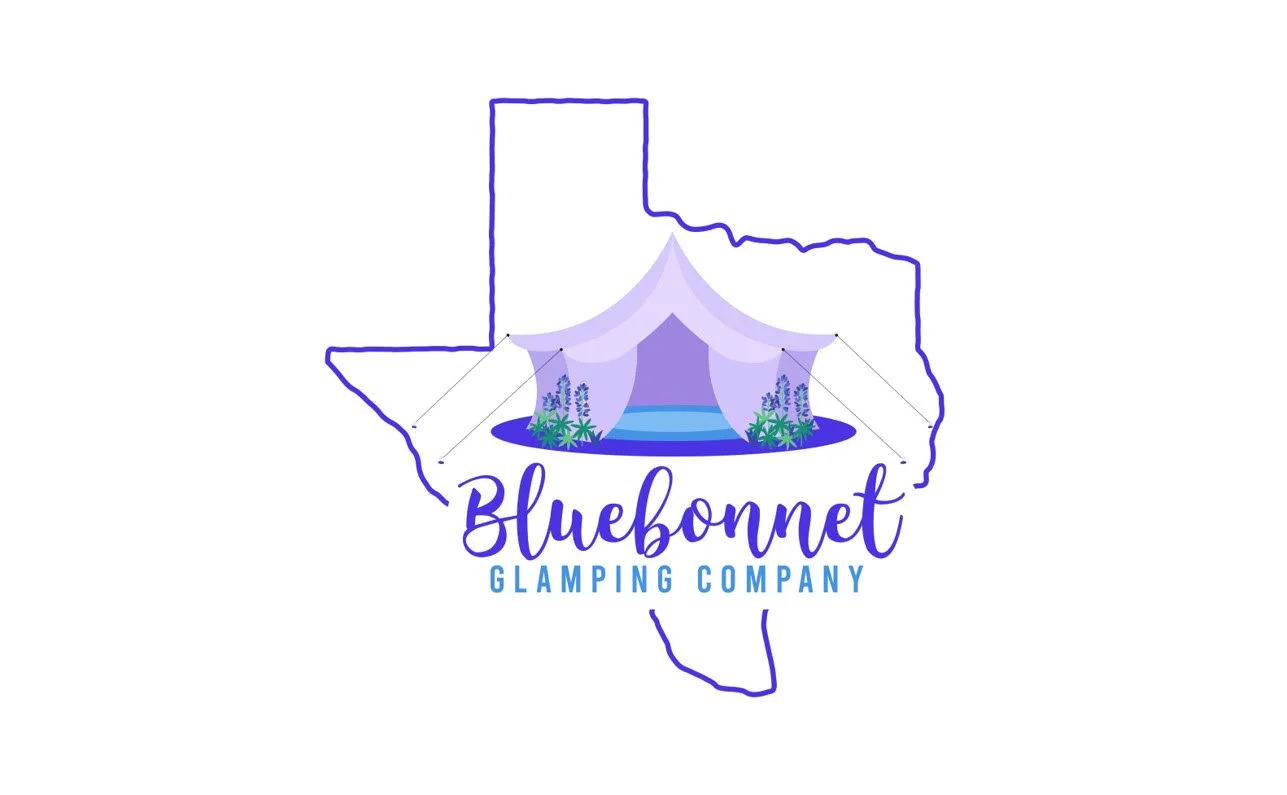 Bluebonnet logo glamping texas